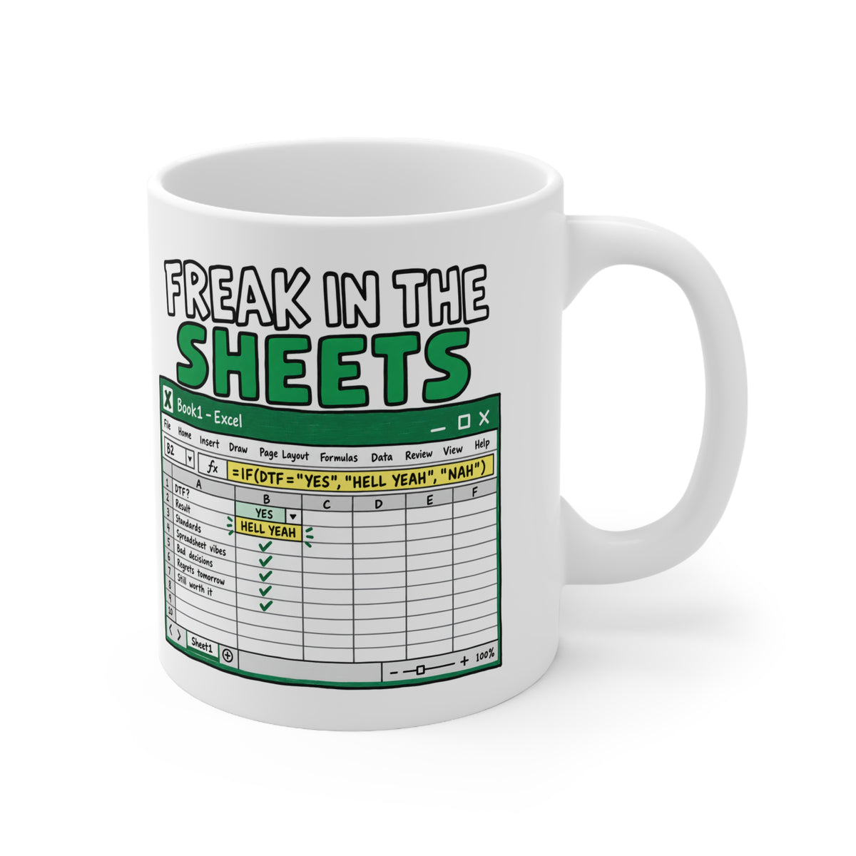 "Freak in the Sheets" Really Excel's - Mug