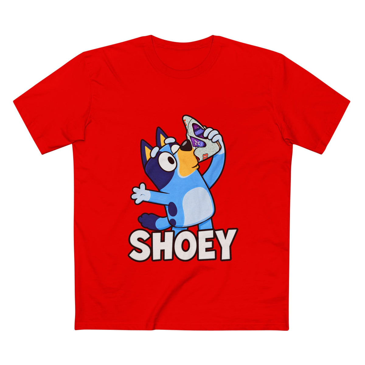 Bluey Shoey T-Shirt — Funny Cartoon Dog Drinking Tee