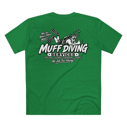 Muff Diving Services T-Shirt — Men's Tee (Back Print)