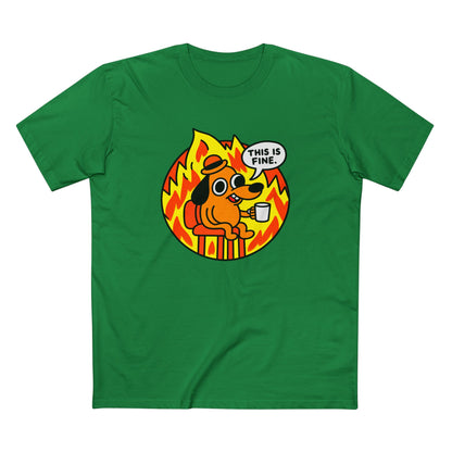 This Is Fine Dog T-Shirt — Funny Meme Tee with Fire Cartoon