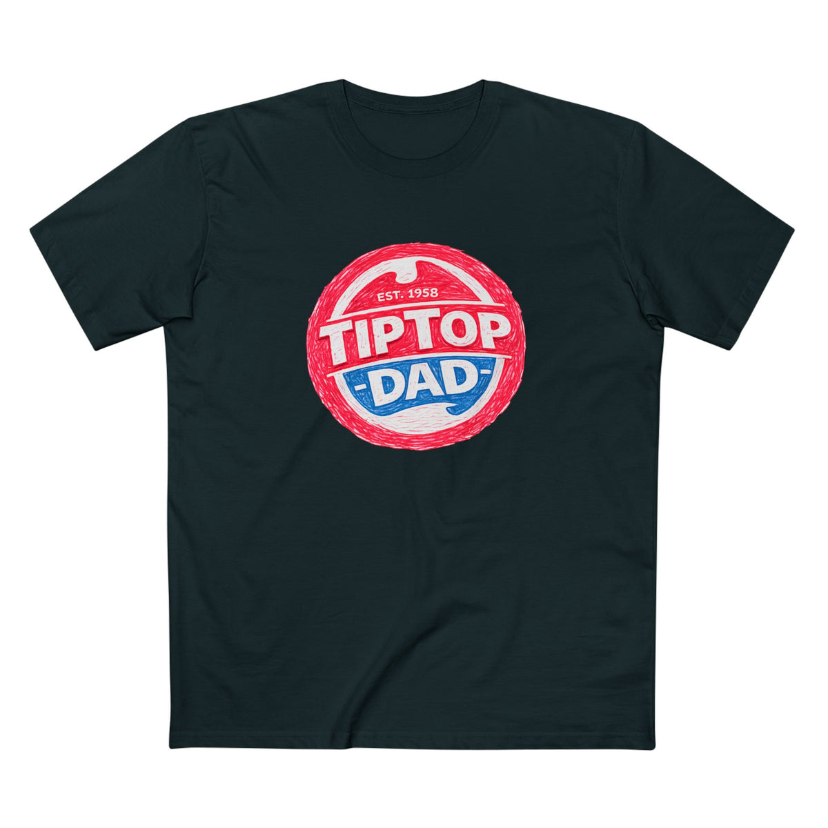 Tip Top Dad T-Shirt — Vintage Red & Blue Dad Logo Tee (Father’s Day Gift)