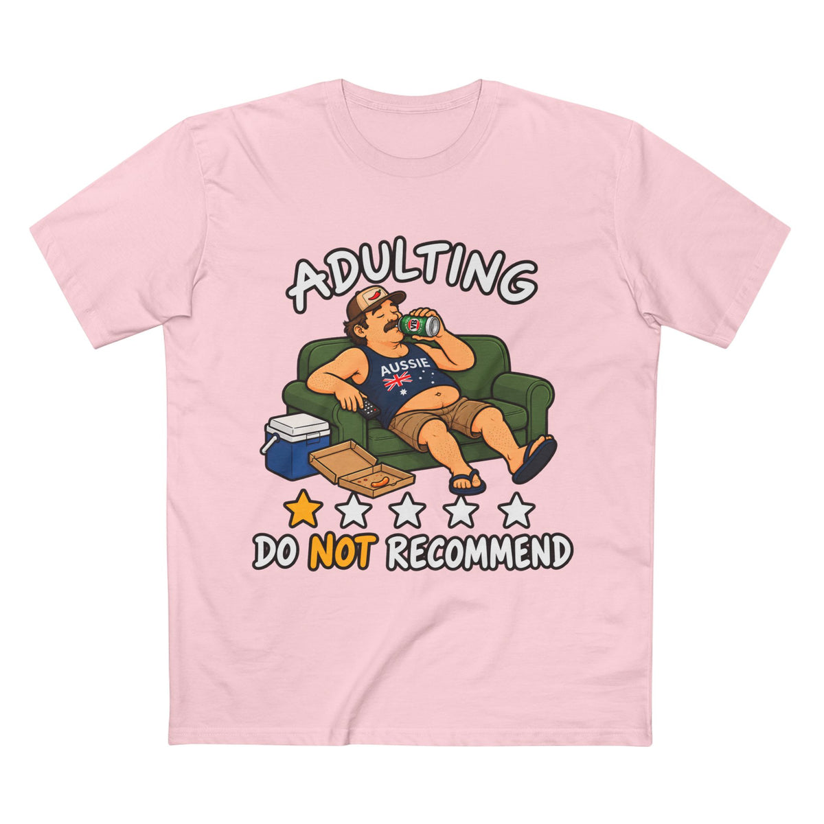 Adulting Do Not Recommend T-Shirt – Funny Lazy Couch Cartoon Tee