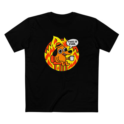 This Is Fine Dog T-Shirt — Funny Meme Tee with Fire Cartoon