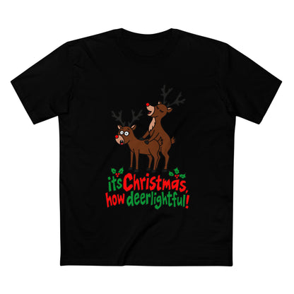 Christmas Reindeer Graphic Tee — "It's Christmas, How Deerlighful!"