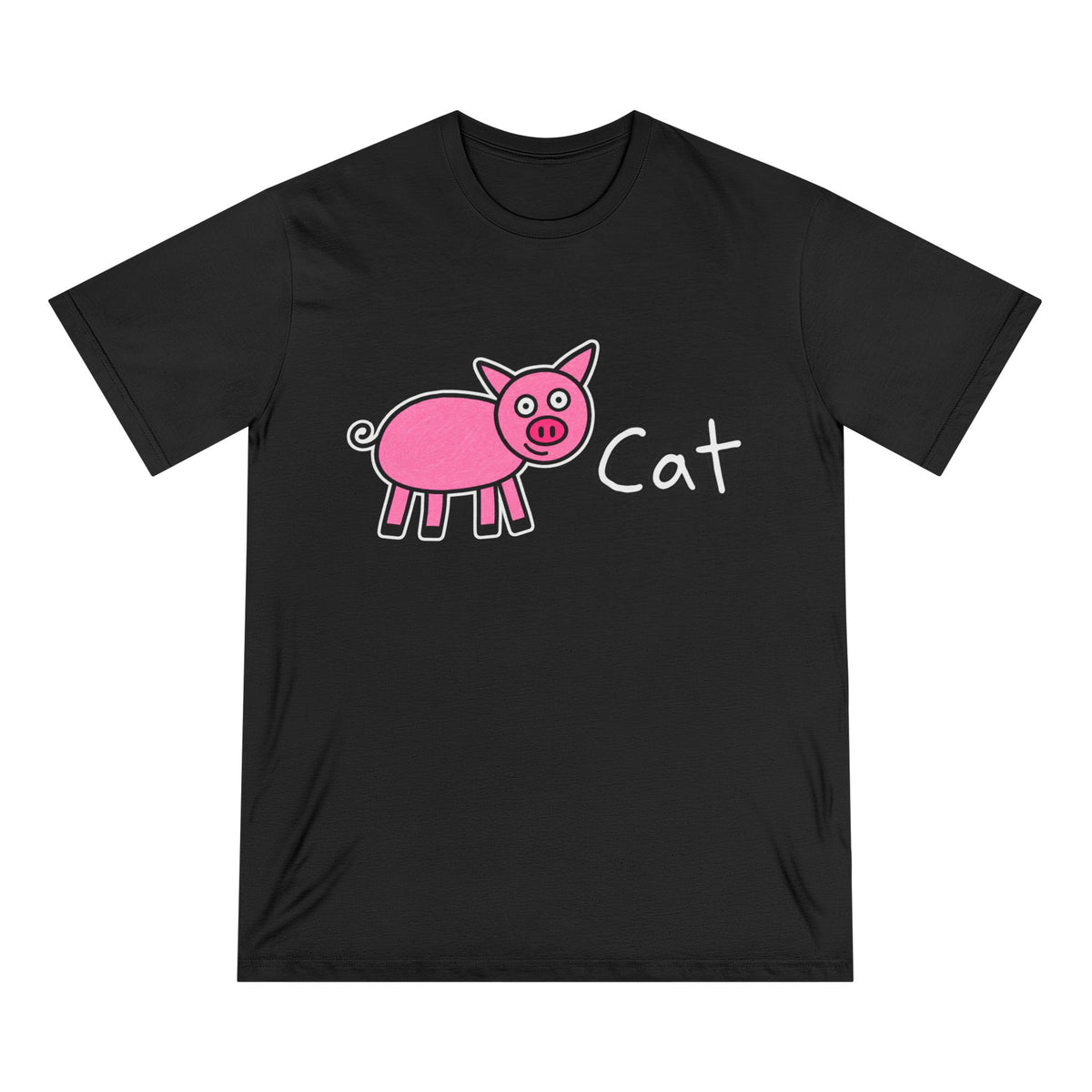 Funny Kid’s T‑Shirt — Cute Pink 'Cat' Pig Drawing