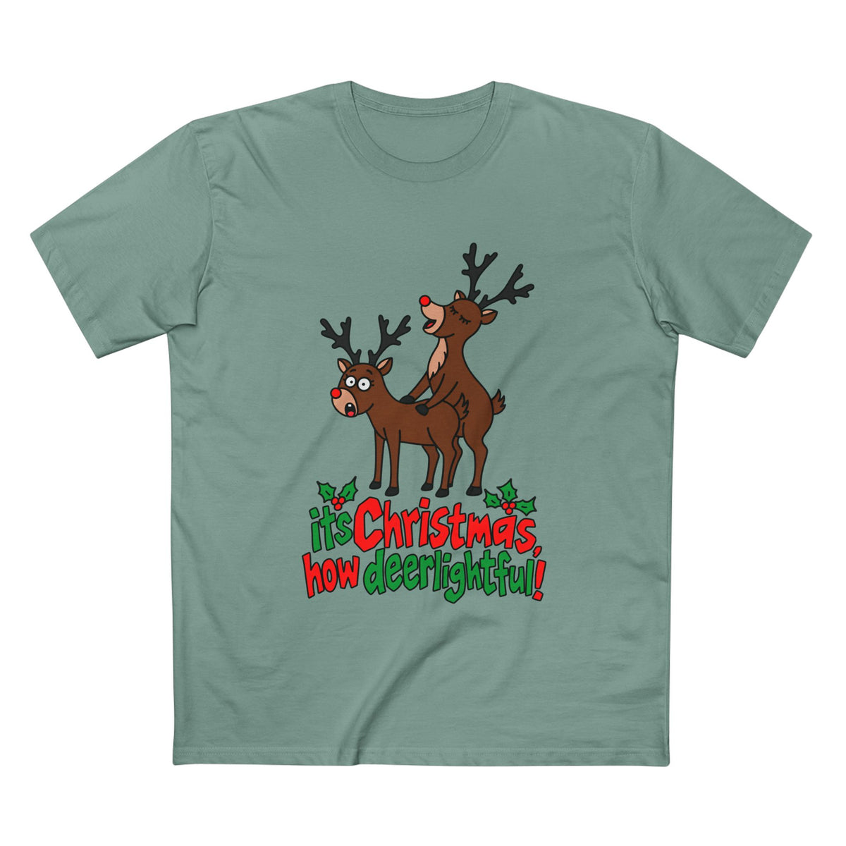 Christmas Reindeer Graphic Tee — "It's Christmas, How Deerlighful!"