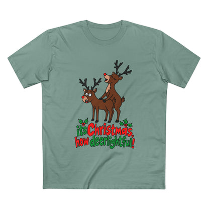 Christmas Reindeer Graphic Tee — "It's Christmas, How Deerlighful!"