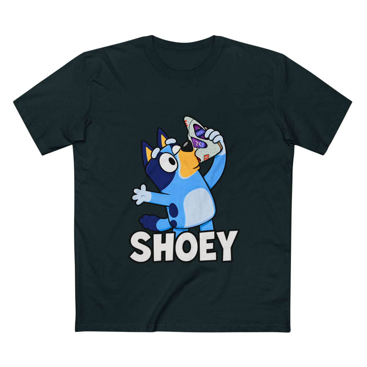 Bluey Shoey T-Shirt — Funny Cartoon Dog Drinking Tee