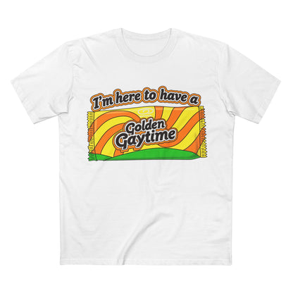 Golden Gaytime Retro Tee — “I’m Here to Have a Golden Gaytime” Pride T-Shirt