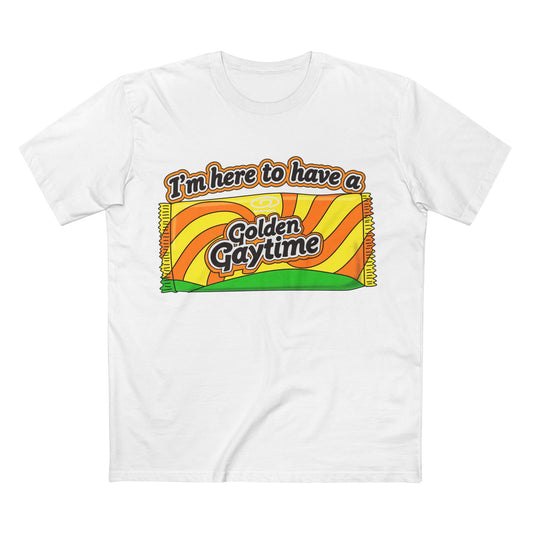 Golden Gaytime Retro Tee — “I’m Here to Have a Golden Gaytime” Pride T-Shirt