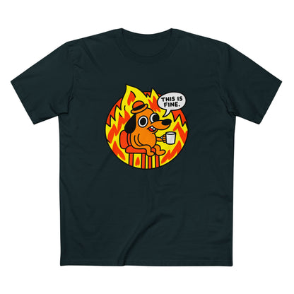 This Is Fine Dog T-Shirt — Funny Meme Tee with Fire Cartoon
