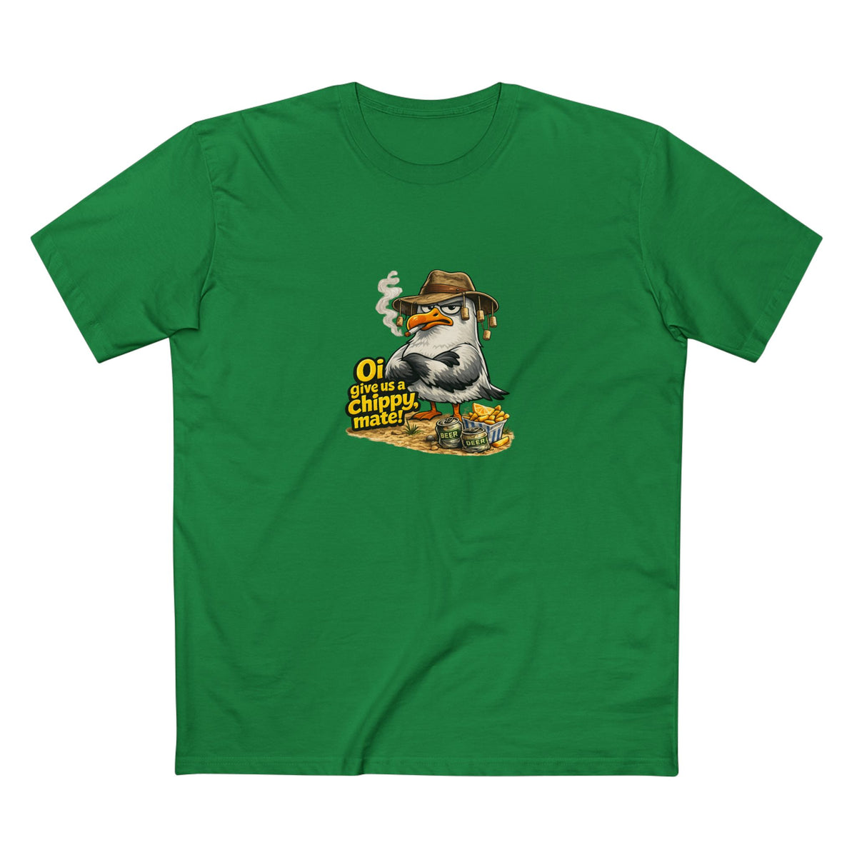 Seagull Stealing Chips T-Shirt — "Oi! Give Us a Chip!" Graphic Tee