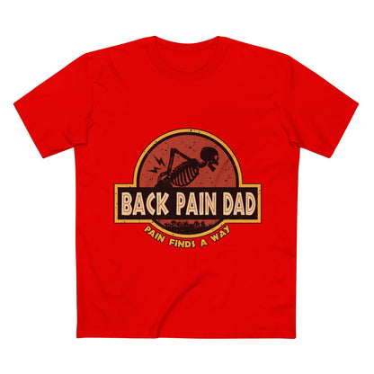 Back Pain Dad T‑Shirt — Funny Skeleton 'Back Pain Dad' Graphic Tee (Pain Finds a Way)