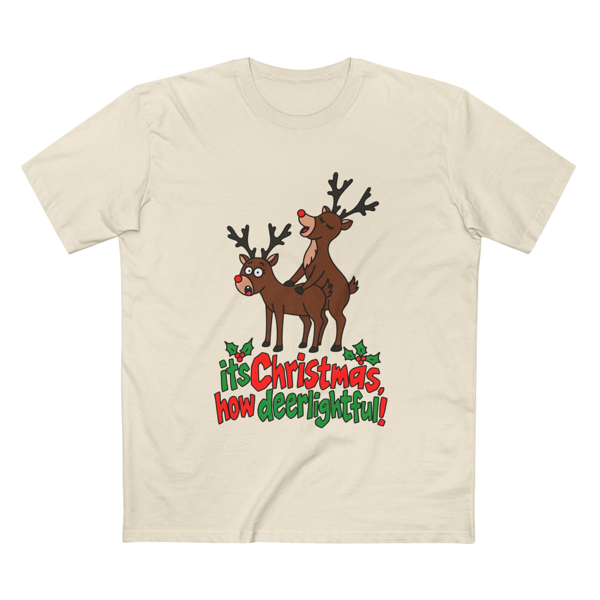 Christmas Reindeer Graphic Tee — "It's Christmas, How Deerlighful!"