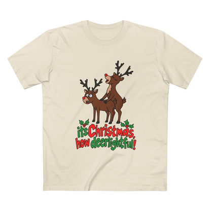 Christmas Reindeer Graphic Tee — "It's Christmas, How Deerlighful!"