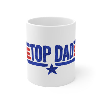 Top Dad Ceramic Coffee Mug — Patriotic Father’s Day Gift