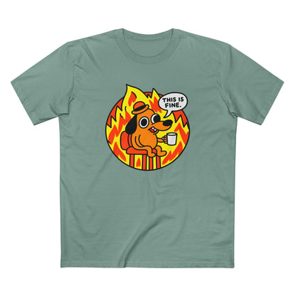 This Is Fine Dog T-Shirt — Funny Meme Tee with Fire Cartoon