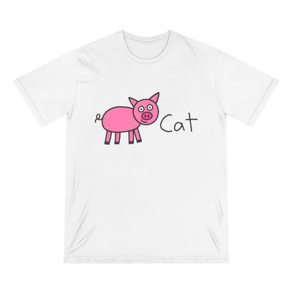Funny Kid’s T‑Shirt — Cute Pink 'Cat' Pig Drawing