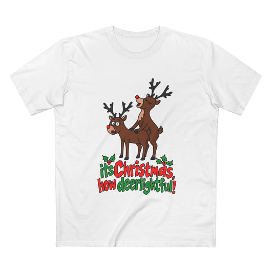Christmas Reindeer Graphic Tee — "It's Christmas, How Deerlighful!"
