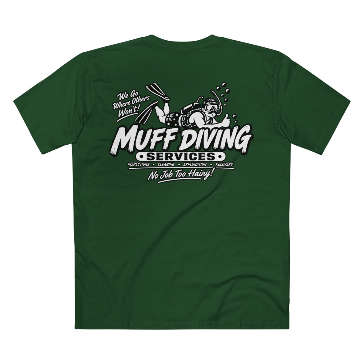 Muff Diving Services T-Shirt — Men's Tee (Back Print)