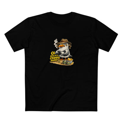 Seagull Stealing Chips T-Shirt — "Oi! Give Us a Chip!" Graphic Tee
