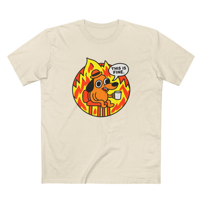 This Is Fine Dog T-Shirt — Funny Meme Tee with Fire Cartoon