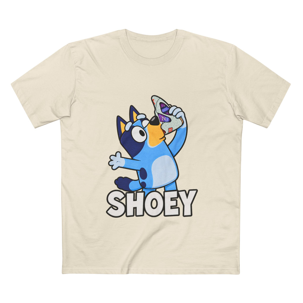 Bluey Shoey T-Shirt — Funny Cartoon Dog Drinking Tee