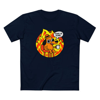 This Is Fine Dog T-Shirt — Funny Meme Tee with Fire Cartoon
