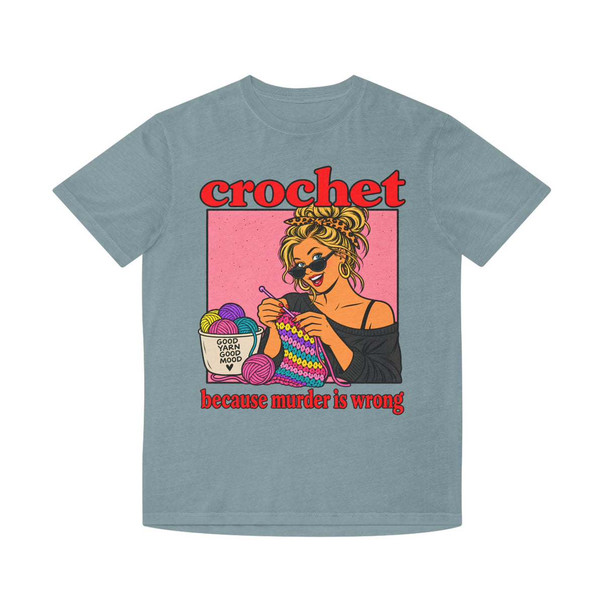 Crochet Because Murder Is Wrong Vintage Faded Tee - Women's