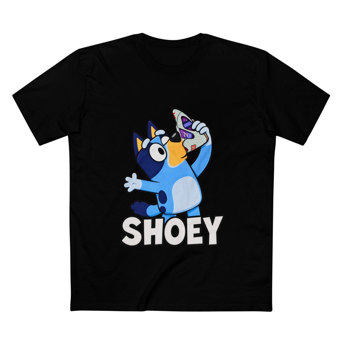 Bluey Shoey T-Shirt — Funny Cartoon Dog Drinking Tee