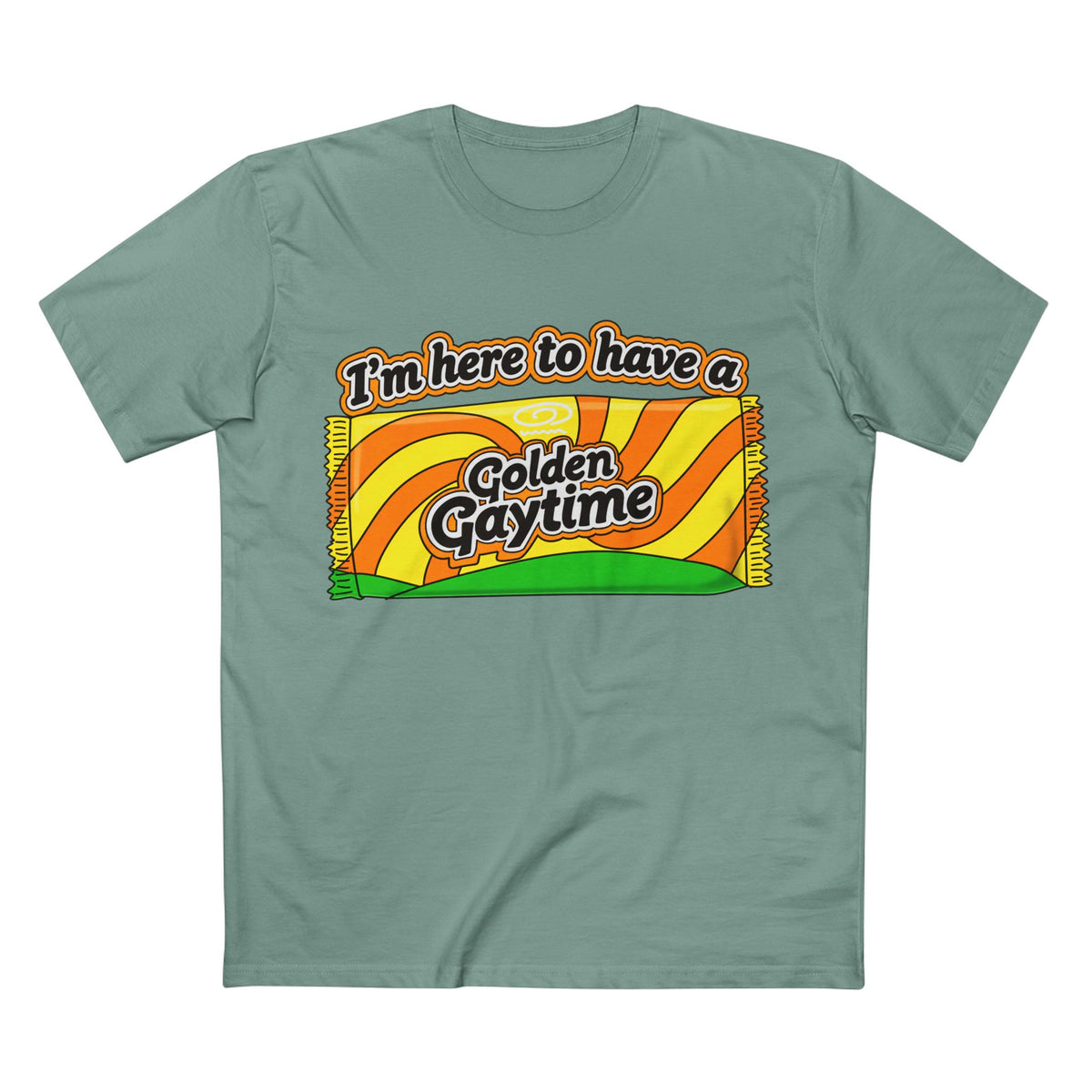 Golden Gaytime Retro Tee — “I’m Here to Have a Golden Gaytime” Pride T-Shirt