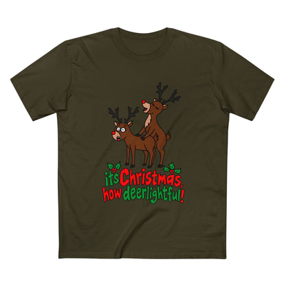 Christmas Reindeer Graphic Tee — "It's Christmas, How Deerlighful!"