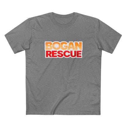 Bogan Rescue Graphic Tee — Bold Retro Text Shirt