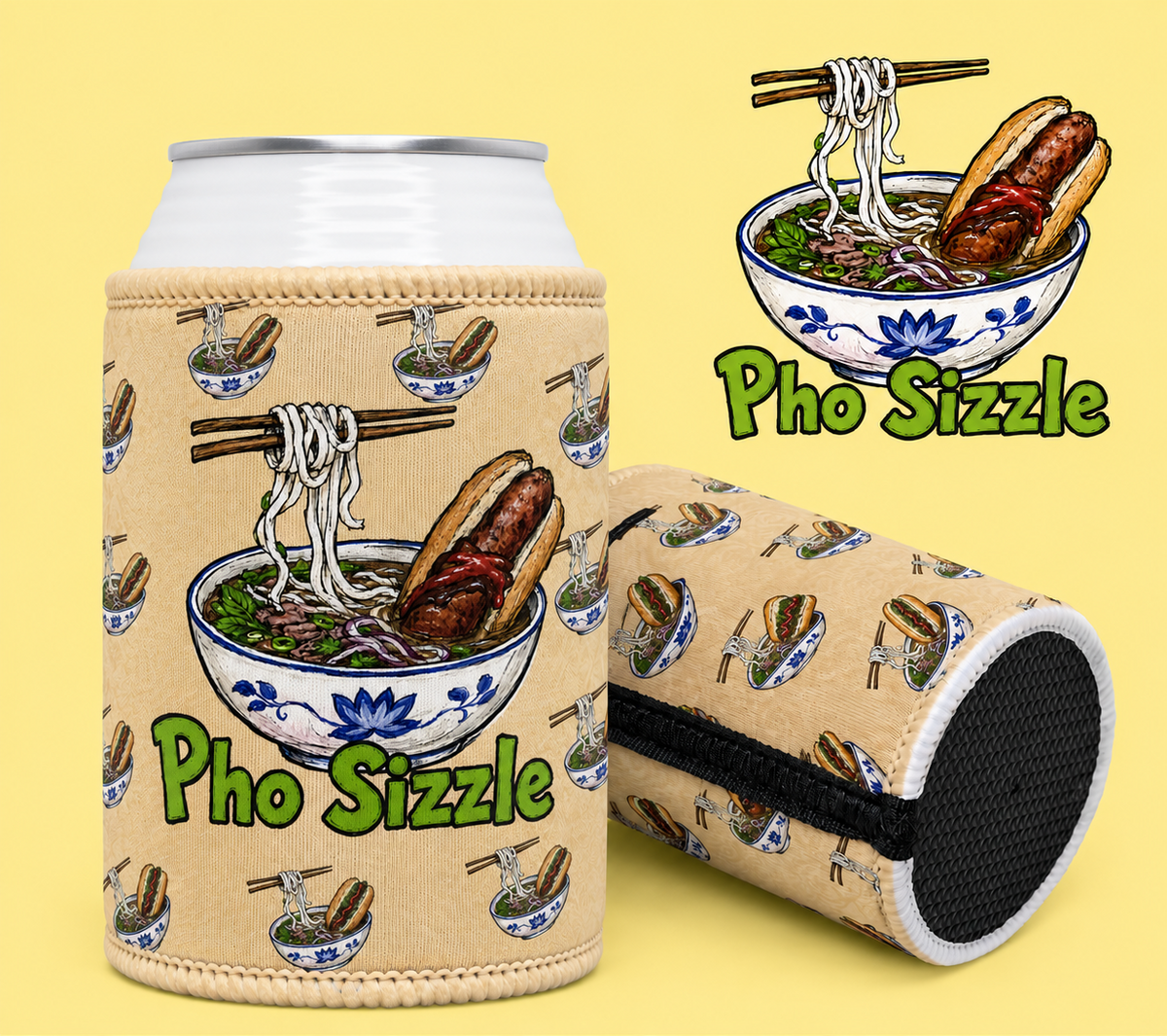 Stubby Cooler - Pho Sizzle Noodle Bowl Can Cooler