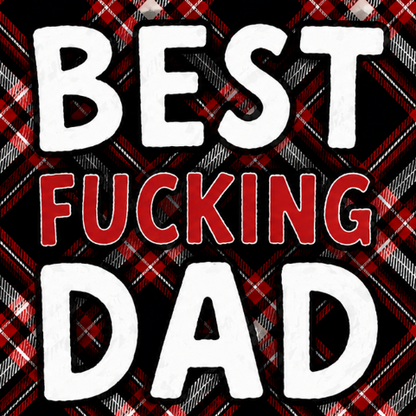 Best Dad Stubby Cooler – Red Plaid - Funny Father’s Day Gift