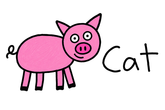 Funny Kid’s T‑Shirt — Cute Pink 'Cat' Pig Drawing