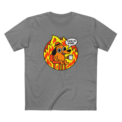 This Is Fine Dog T-Shirt — Funny Meme Tee with Fire Cartoon