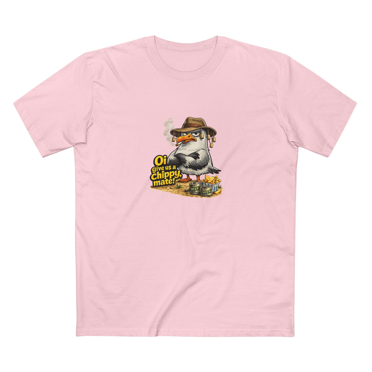 Seagull Stealing Chips T-Shirt — "Oi! Give Us a Chip!" Graphic Tee