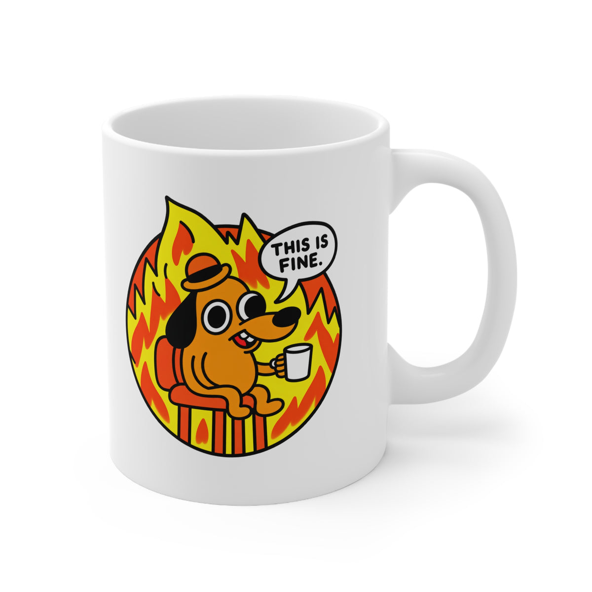 This Is Fine Fire Dog Ceramic Coffee Mug