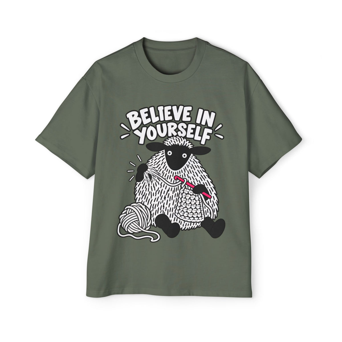 Believe In Yourself Sheep Oversized Boxed Tee - Unisex
