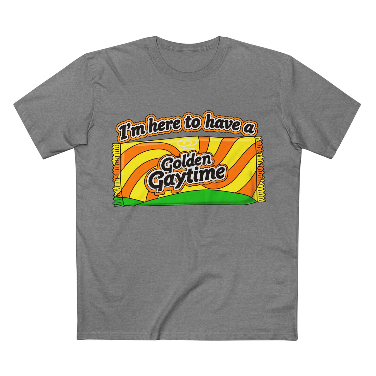 Golden Gaytime Retro Tee — “I’m Here to Have a Golden Gaytime” Pride T-Shirt