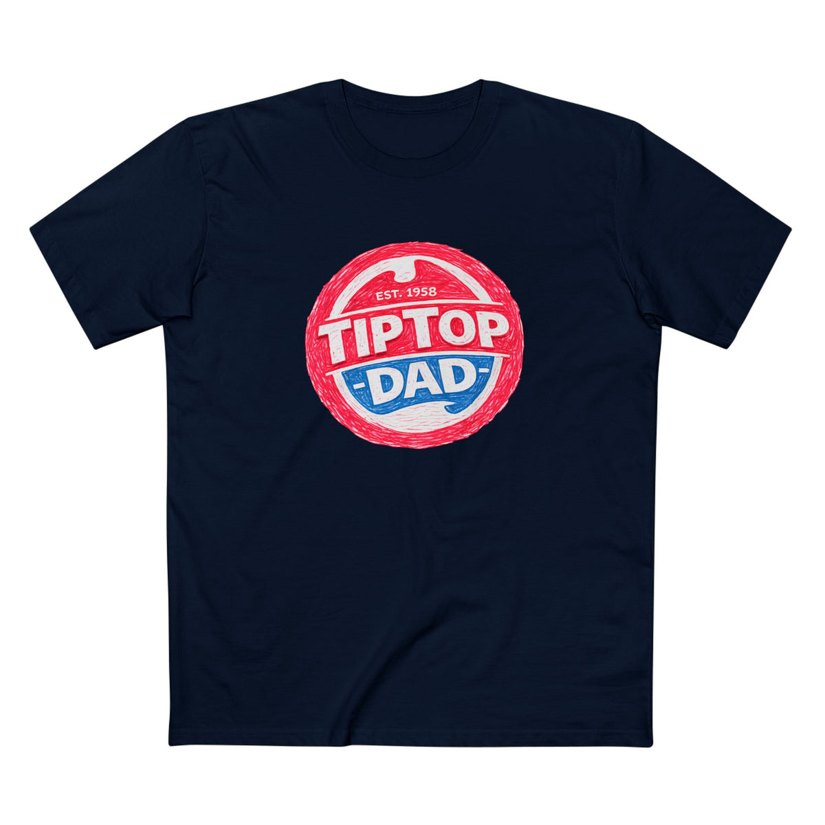 Tip Top Dad T-Shirt — Vintage Red & Blue Dad Logo Tee (Father’s Day Gift)