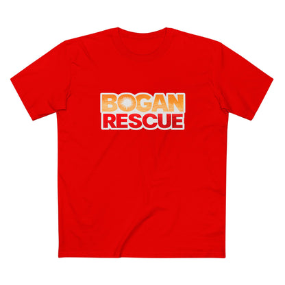 Bogan Rescue Graphic Tee — Bold Retro Text Shirt