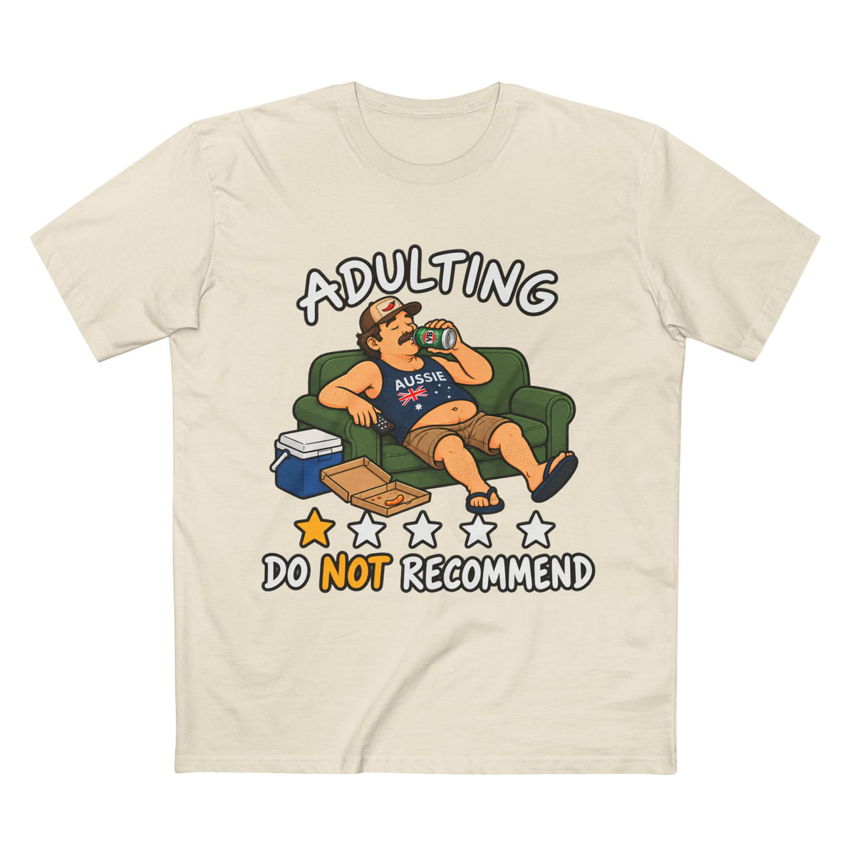 Adulting Do Not Recommend T-Shirt – Funny Lazy Couch Cartoon Tee