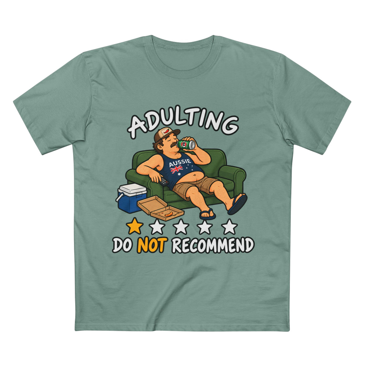 Adulting Do Not Recommend T-Shirt – Funny Lazy Couch Cartoon Tee