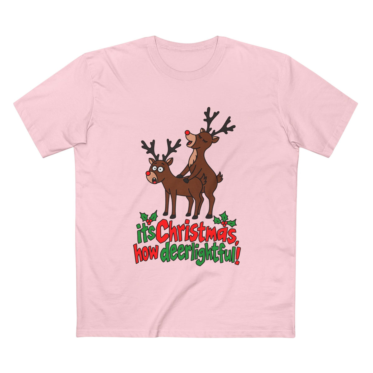 Christmas Reindeer Graphic Tee — "It's Christmas, How Deerlighful!"