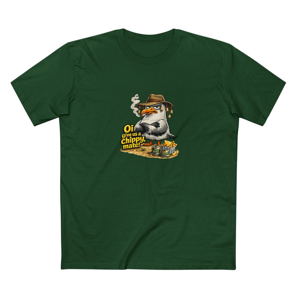 Seagull Stealing Chips T-Shirt — "Oi! Give Us a Chip!" Graphic Tee