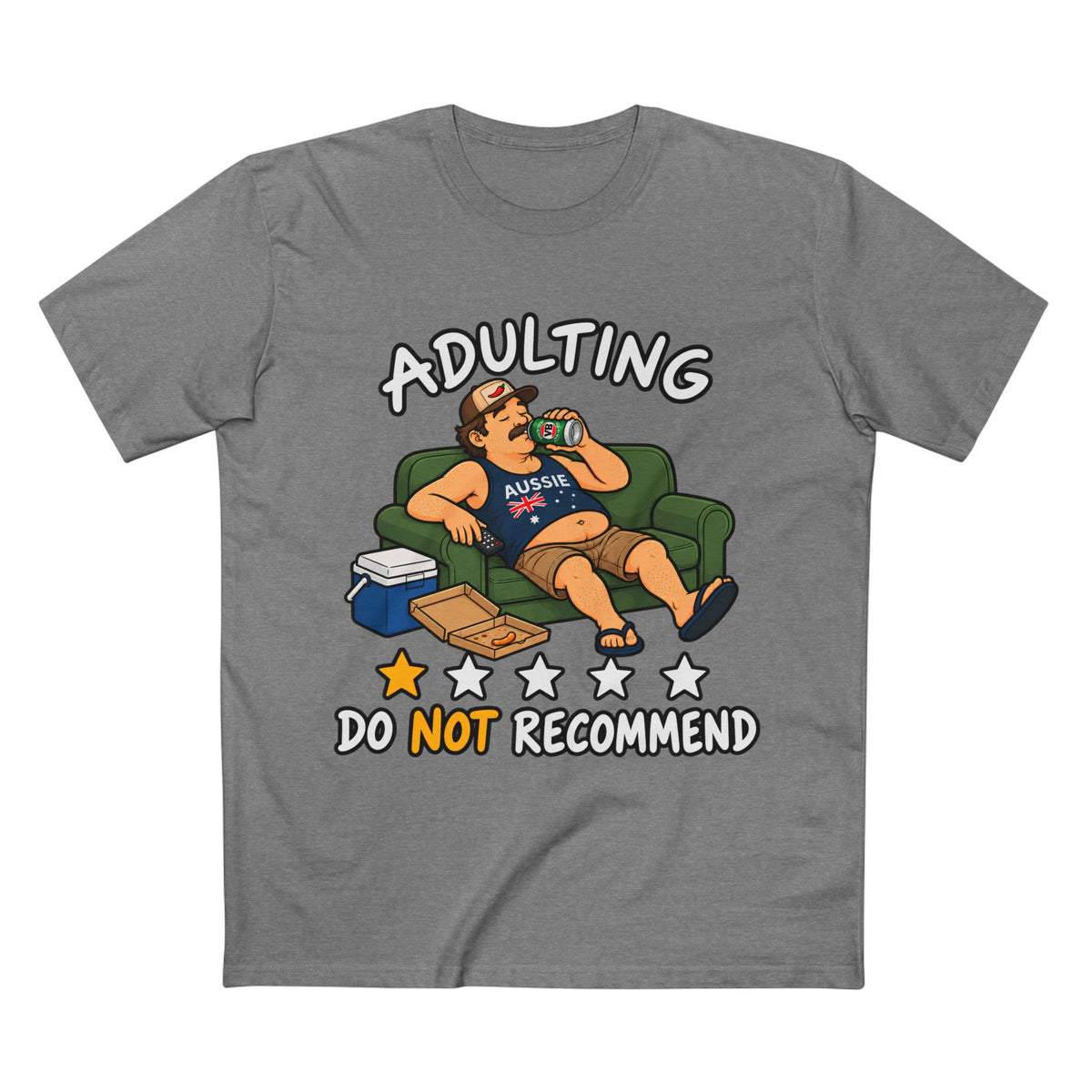 Adulting Do Not Recommend T-Shirt – Funny Lazy Couch Cartoon Tee