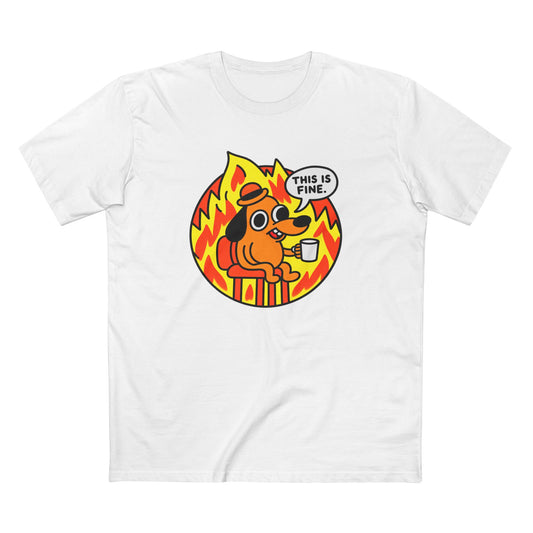 This Is Fine Dog T-Shirt — Funny Meme Tee with Fire Cartoon