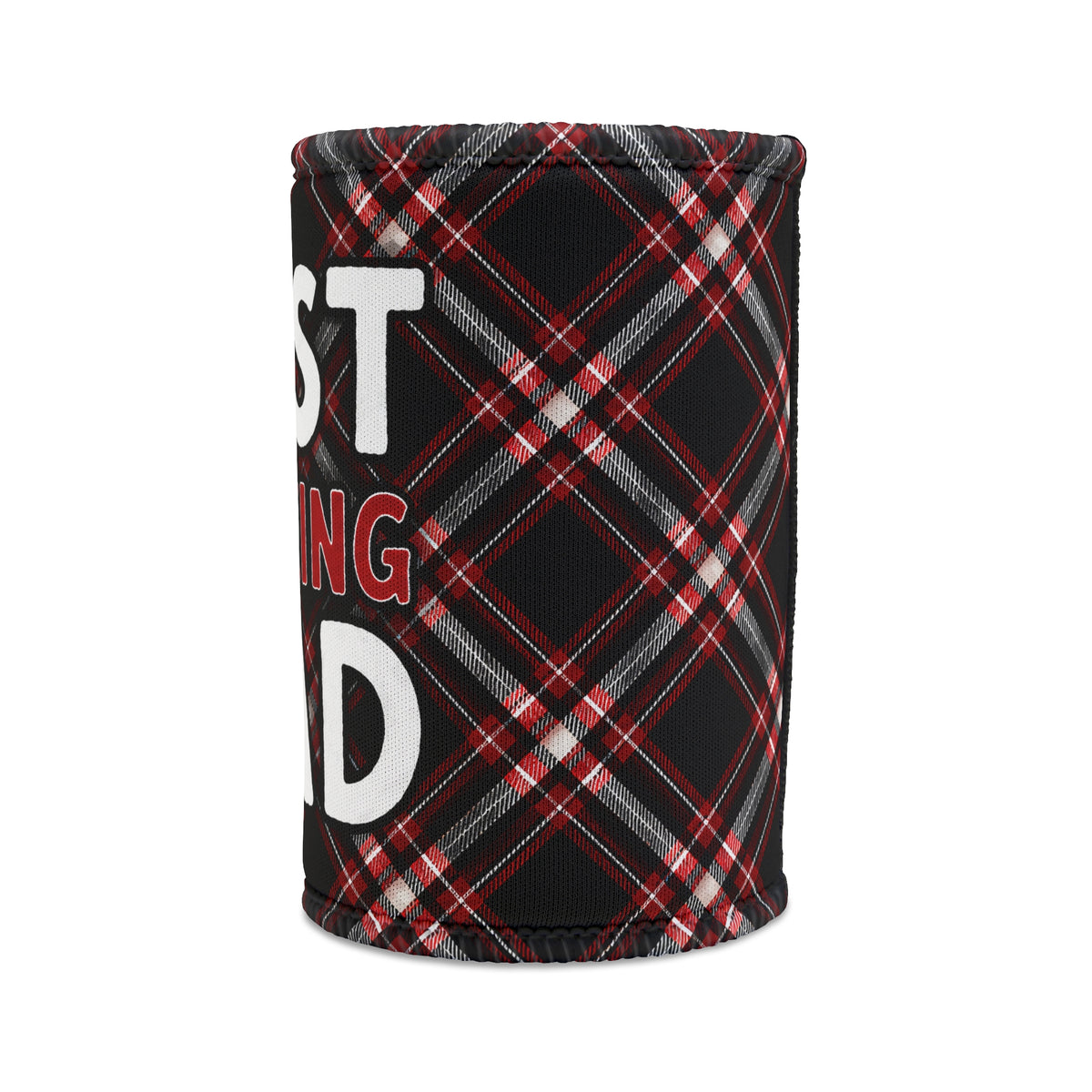 Best Dad Stubby Cooler – Red Plaid - Funny Father’s Day Gift